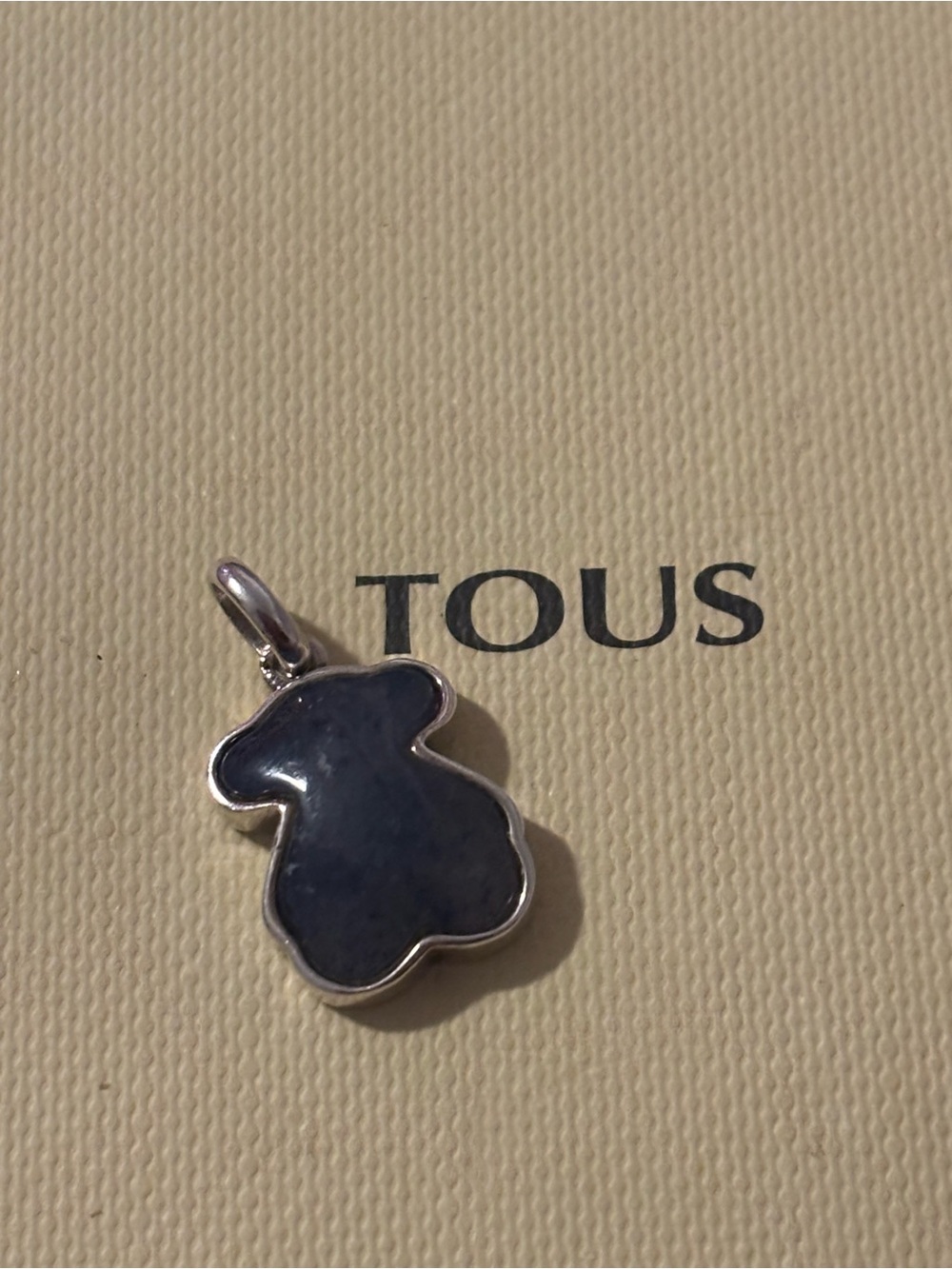 Tous Silver Bear Pendant with Dark Blue Inlay